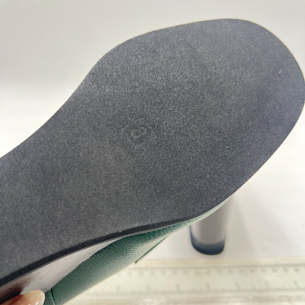 YDN Dark Green Dressy Pump Square Closed Toe Slip On Loafers Wedges Heeled Shoes - Picture 6 of 8